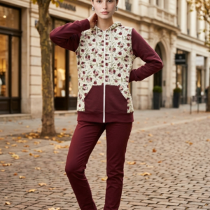 Kapuzenjacke aus Alpenfleece & Sweat | Bordeaux | Größe 40 - erhältlich bei MA Modeatelier
